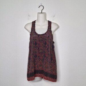 Joie 100% Silk Tank Top Sz XS Racerback Boho Western Coastal Cowgirl Hippie
